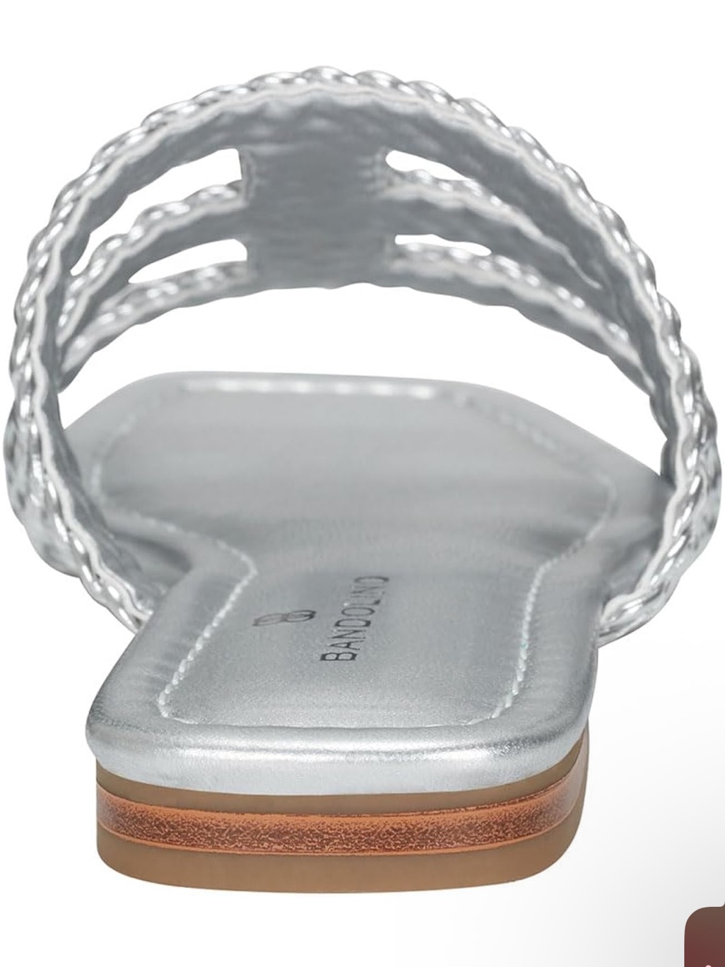 Bandolino Woven Metallic Silver Slide Sandal - Women (Nwob) — image 6 of 8